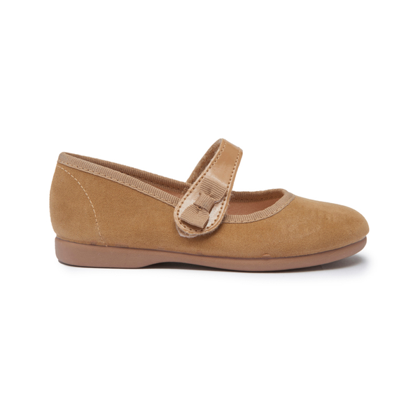 Girls' Childrenchic® Camel Suede Bow Mary Janes