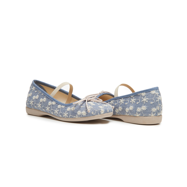 Chambray Ballet Flats in Blue