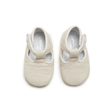 Zapatos con banda en T de lino My-First de Childrenchic® en blanco roto