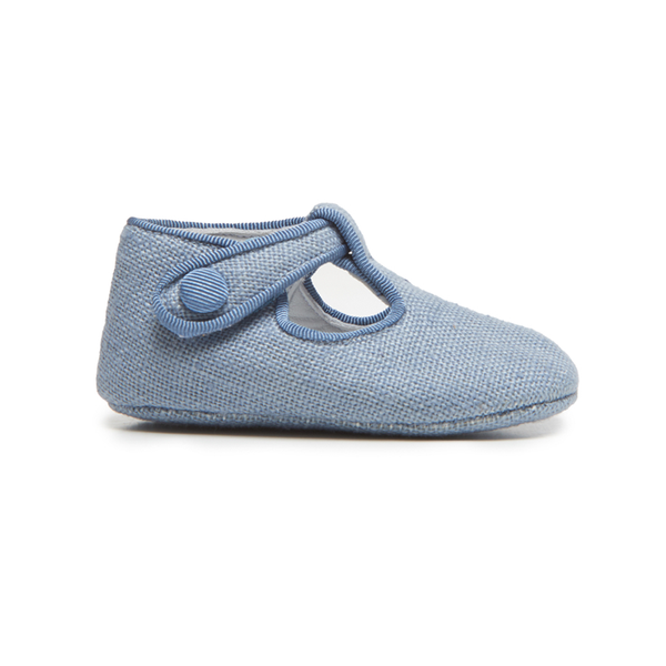Childrenchic® My-First Linen T-Band Shoes in Blue