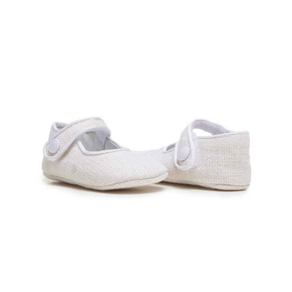 My-First Linen Mary Janes in White