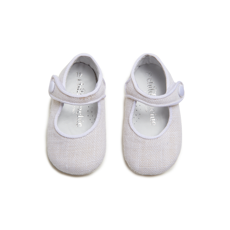 My-First Linen Mary Janes in White