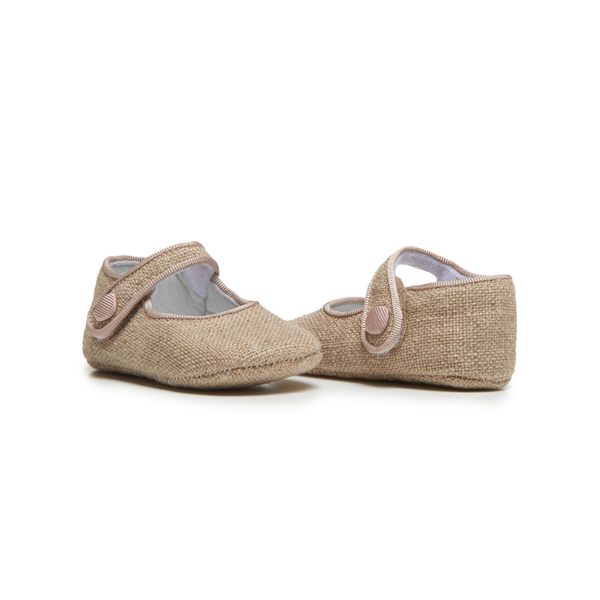 My-First Linen Mary Janes in Camel