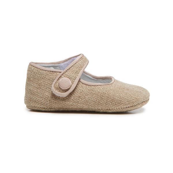 Childrenchic® My-First Linen Mary Janes in Nude