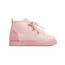 Suede Lace-Up Sneaker Booties with Faux-Fur in Pink
