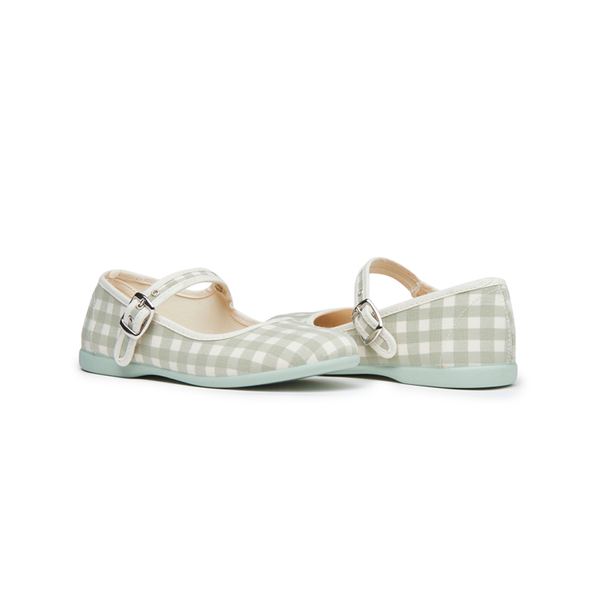 Classic Gingham Mary Janes in Leaf