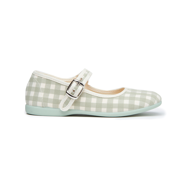 Classic Gingham Mary Janes in Leaf