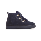 Girls' Childrenchic® Navy Suede Faux-Fur Lace-Up Sneaker Booties