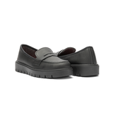 School Treated Leather Loafers in Black