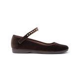 Girls' Childrenchic® Brown Velvet Mary Janes with Studs