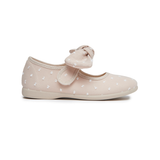 Swiss-dot Bow Mary Janes in Camel