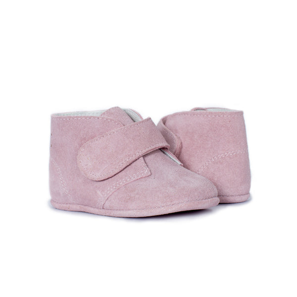 My-First Pink Suede Baby Pram Velcro Booties