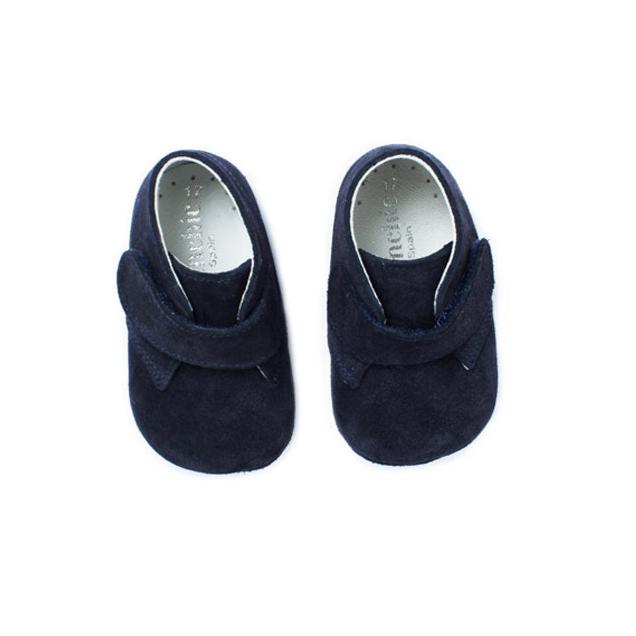 My-First Navy Suede Baby Pram Velcro Booties