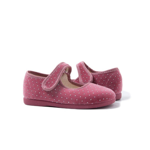 Classic Velvet Mary Janes in Pink Dots