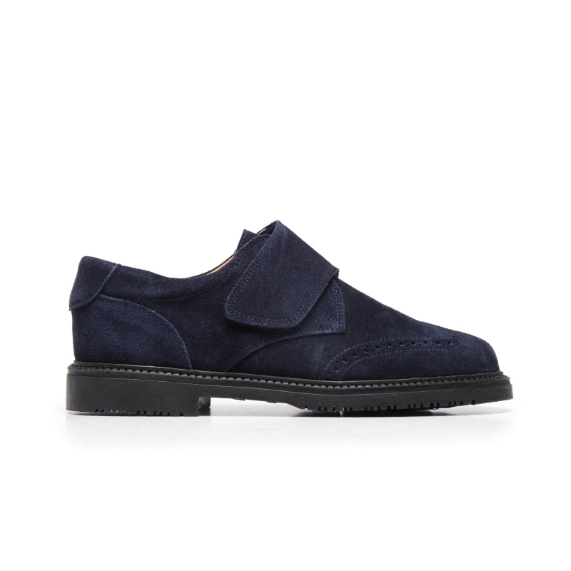 Boys' Navy Suede Velcro Loafers