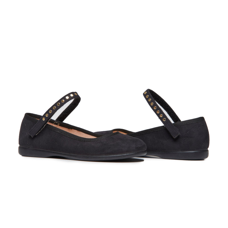Girls' Childrenchic® Black Suede Mary Janes with Studs