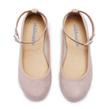 Textured Ankle-Strap Flats in Pink