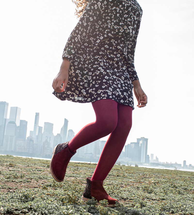Glitter and Suede Chelsea Boots in Burgundy childrenchic