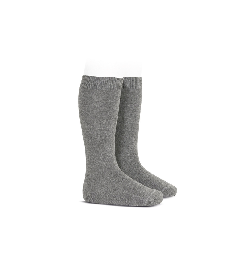 Calcetines altos de punto liso en gris