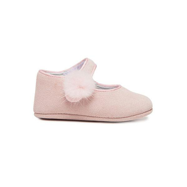 Childrenchic® My-First Rosy Suede Mary Janes with Pompon