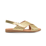 Leather Braided Sandals in Gold 