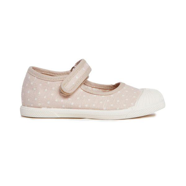 Girls' Childrenchic® Canvas Mary Jane Captoe Sneakers in Taupe Dots